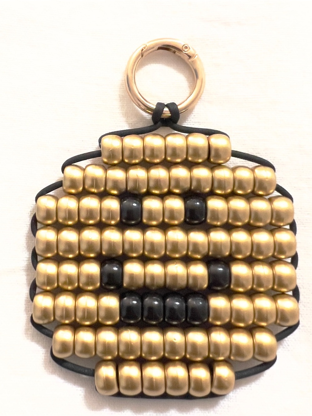 Handmade Pony Bead Smiley Face Keychain Bag Charm |